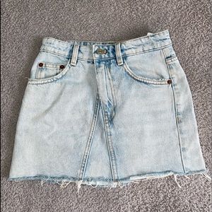 Zara Light Wash Denim Mini Skirt